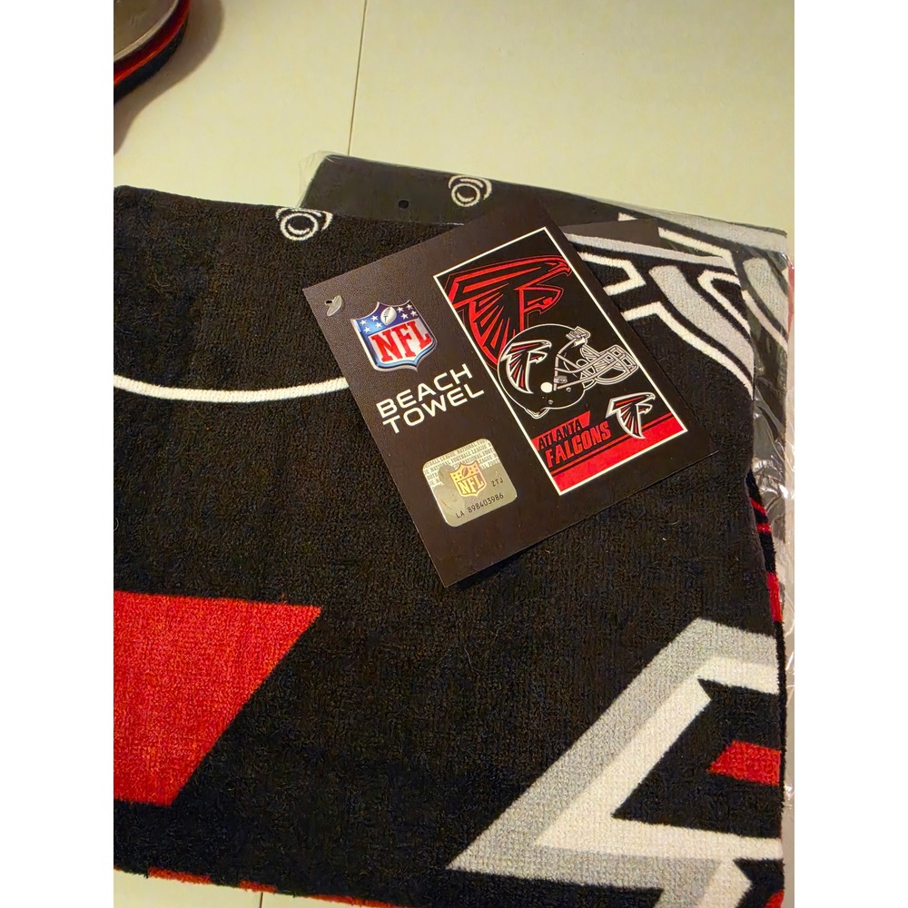 2 NFL Atlanta Falcons Beach Towel Black Red 100% Cotton 28x58 Northwest Group